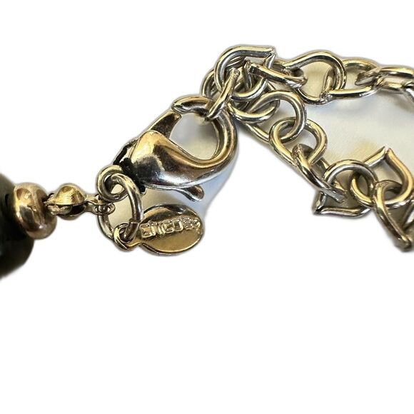 Chico’s Black Multi Two Strand Silver Black Bead Statement Necklace - Picture 4 of 4